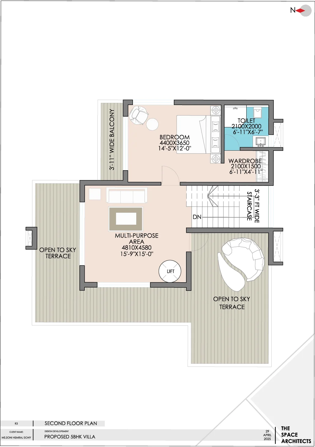 Second floor plan of the Type 1 villa at The Morning Star